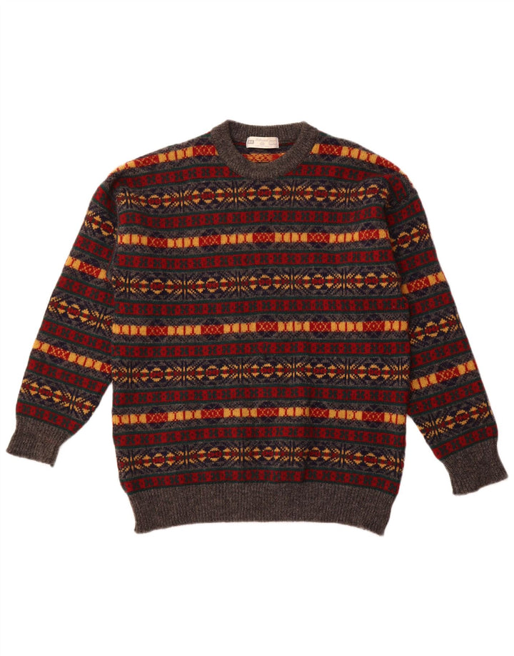 ST. Suéter masculino BERNARD com gola redonda, grande multicolorido Fair Isle