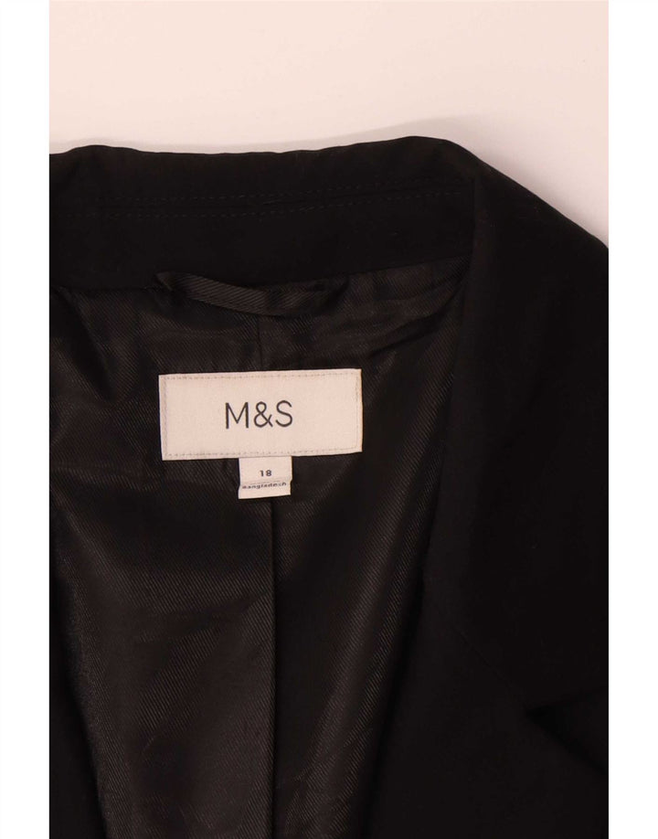 Jaqueta blazer feminina Marks & Spencer com 1 botão Reino Unido 18 XL preto poliéster