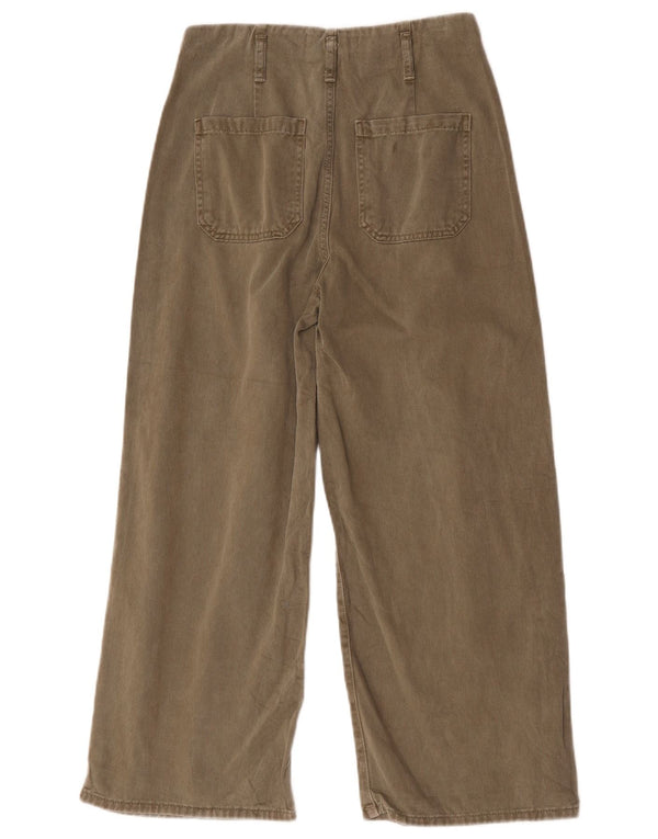 Calça jeans feminina Zara com perna larga EU 38 pequena W28 L25 cáqui
