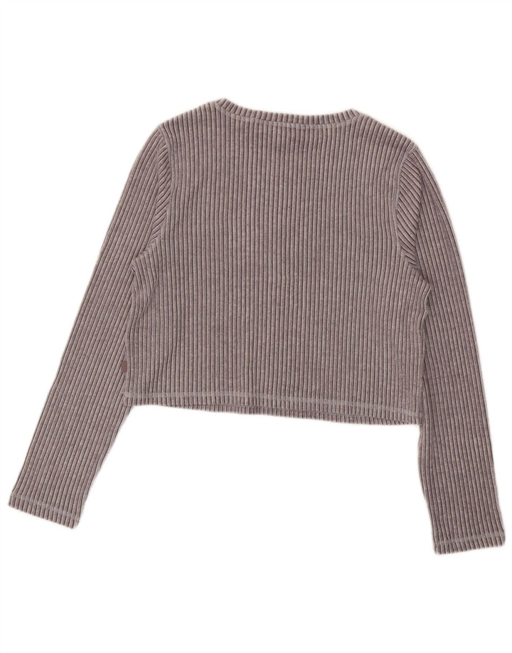 Top curto feminino Marks & Spencer manga comprida Reino Unido 16 grande viscose cinza