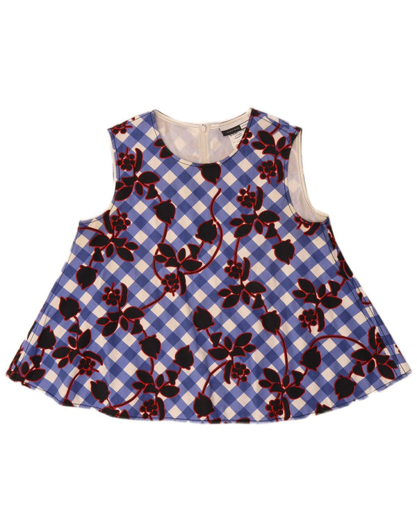 Blusa feminina sem mangas Sportmax Top UK 12 azul médio floral