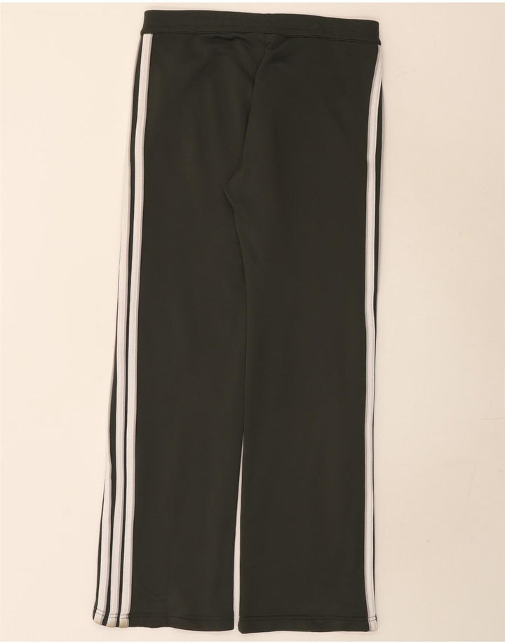 Calça de treino feminina Adidas com perna larga UK 12 poliéster verde médio