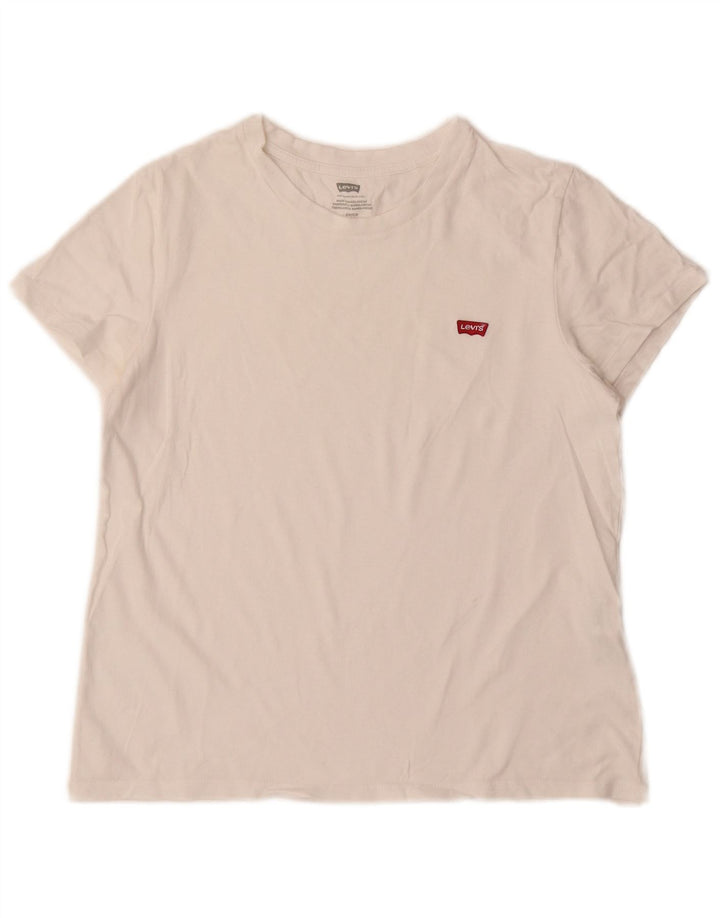 Camiseta feminina Levi's Top UK 10 pequeno algodão branco