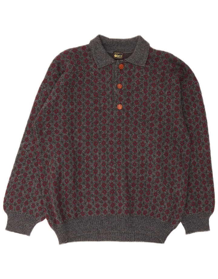 Suéter masculino Viky Tricot com gola polo IT 50 cinza médio geométrico