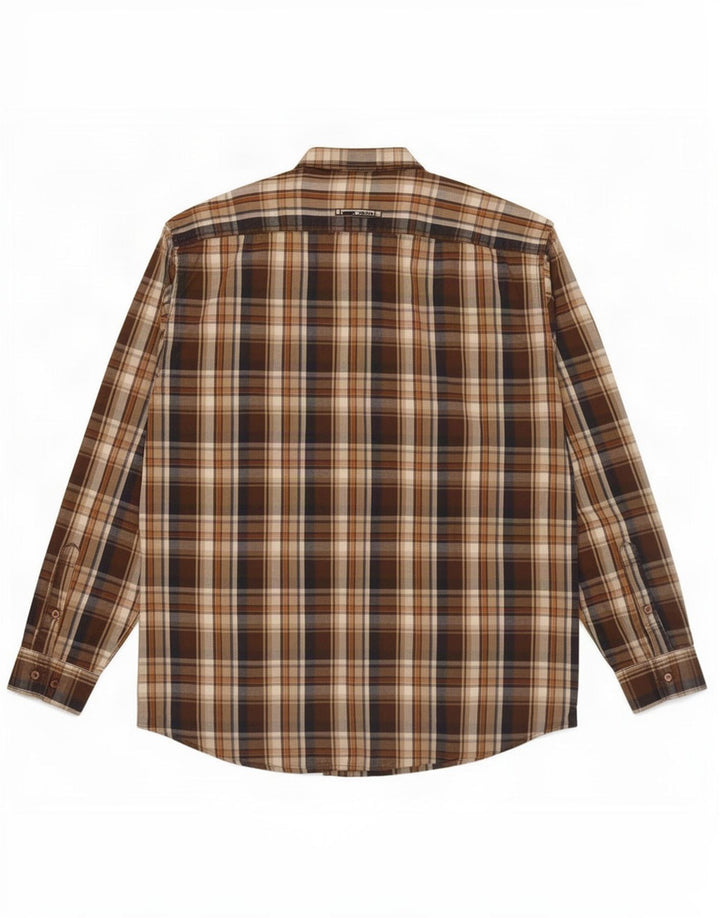 Camisa masculina Camel Active 2XL algodão xadrez marrom
