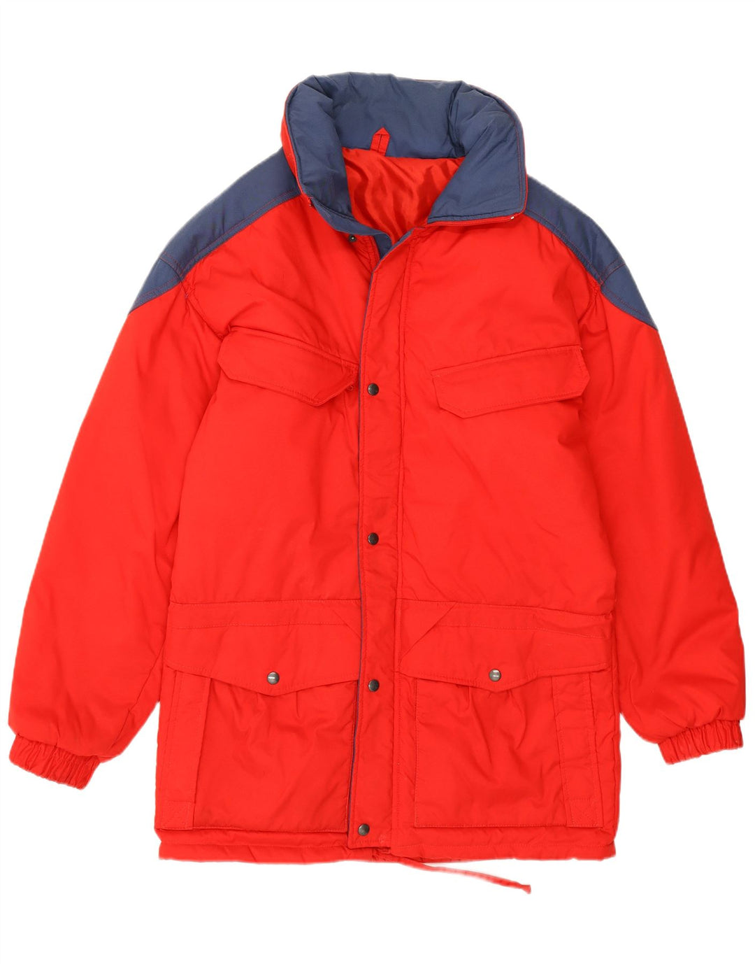 Jaqueta corta-vento masculina VINTAGE com capuz IT 46 grande bloco colorido vermelho