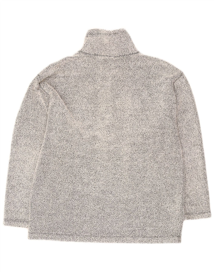 Reebok Mens Zip Neck Top Manga Longa Médio Cinza Salpicado