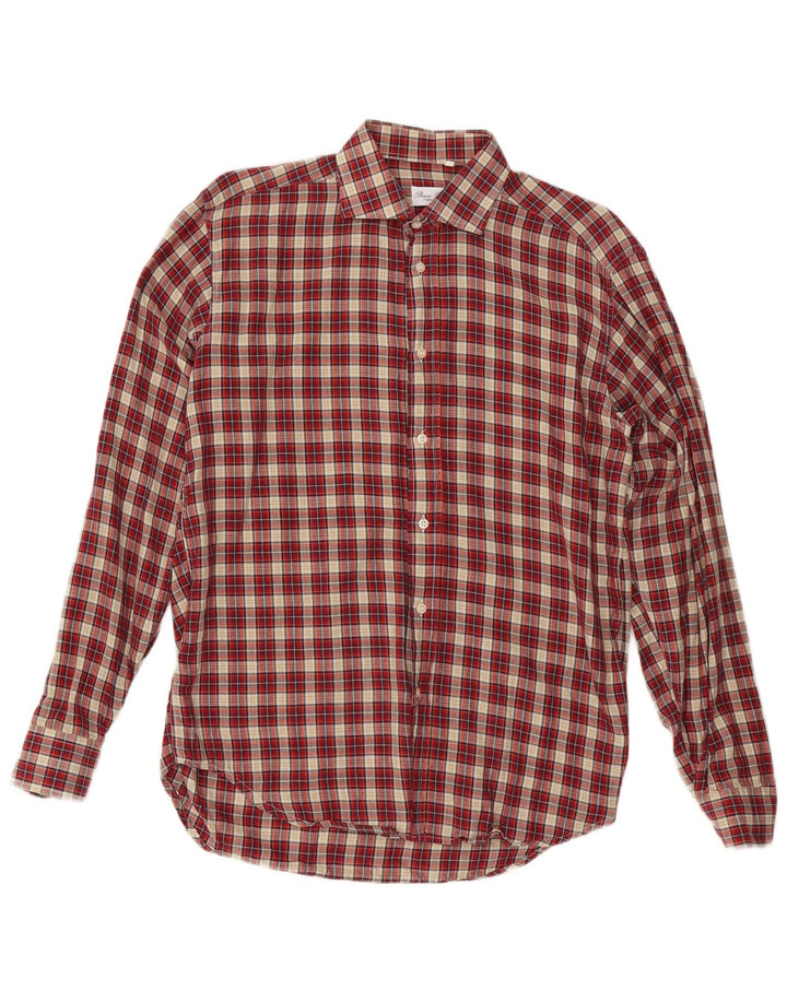 Camisa masculina de flanela VINTAGE tamanho 38 algodão xadrez vermelho médio