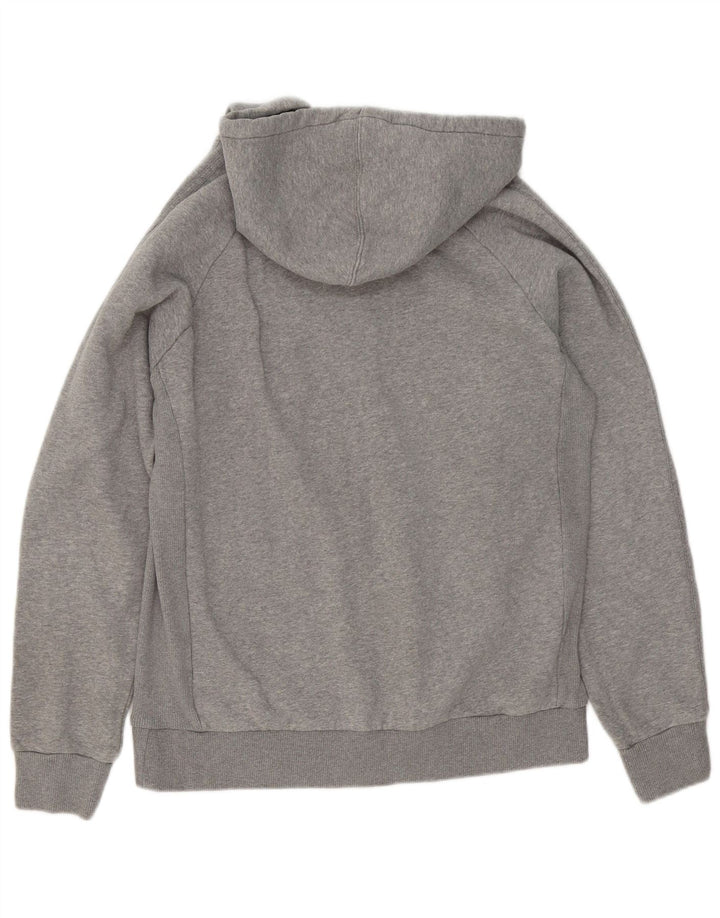 Suéter masculino Adidas com capuz e zíper cinza médio algodão manchado