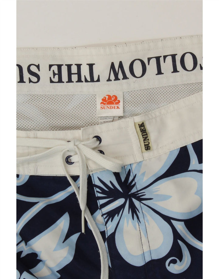 Shorts de natação masculino Sundek médio azul marinho floral poliéster havaiano