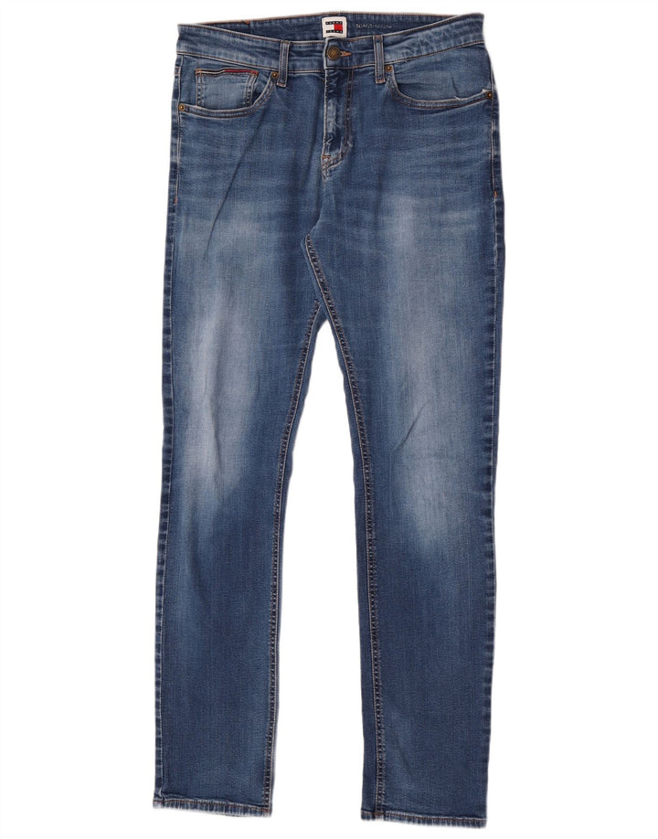 Tommy Hilfiger Masculino Slim Jeans W32 L32 Azul Algodão