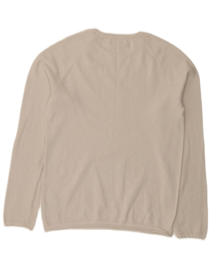 Suéter masculino Jack & Jones com gola canoa, algodão branco médio