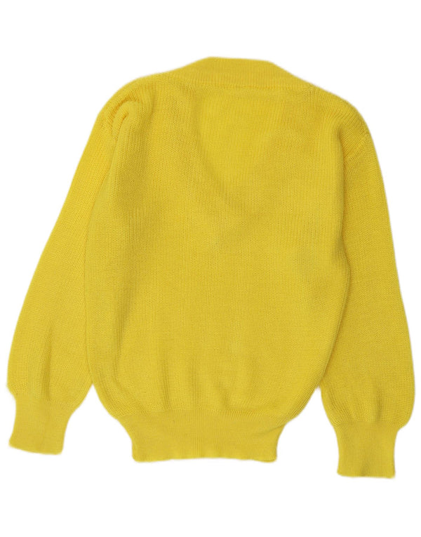 Suéter feminino vintage com decote em V Reino Unido 16 grande amarelo