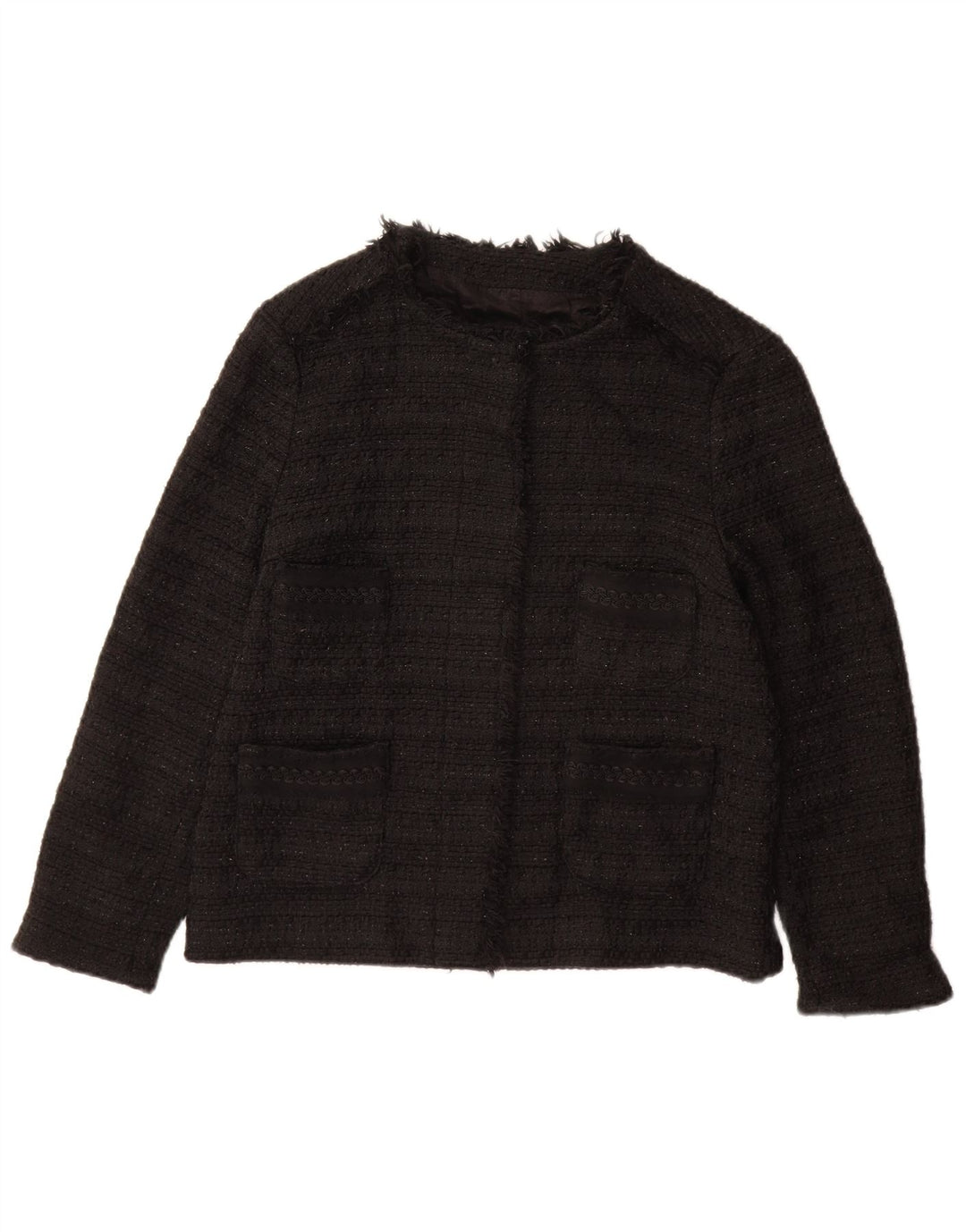 Jaqueta Blazer Feminina ZARA Reino Unido 12 Médio Preto