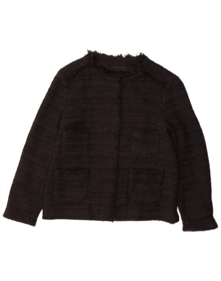 Jaqueta Blazer Feminina ZARA Reino Unido 12 Médio Preto