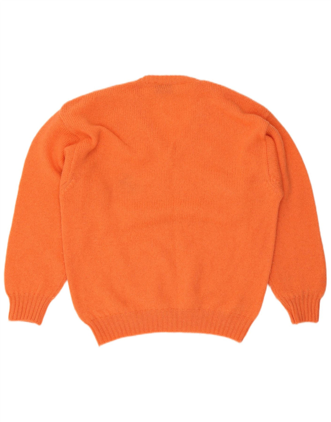 Suéter masculino vintage com decote em V grande lã laranja