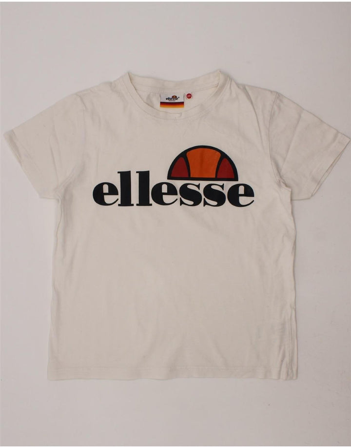 ELLESSE Boys Heritage Graphic T-Shirt Top 9-10 Years White Cotton Vintage Ellesse and Second-Hand Ellesse from Messina Hembry 