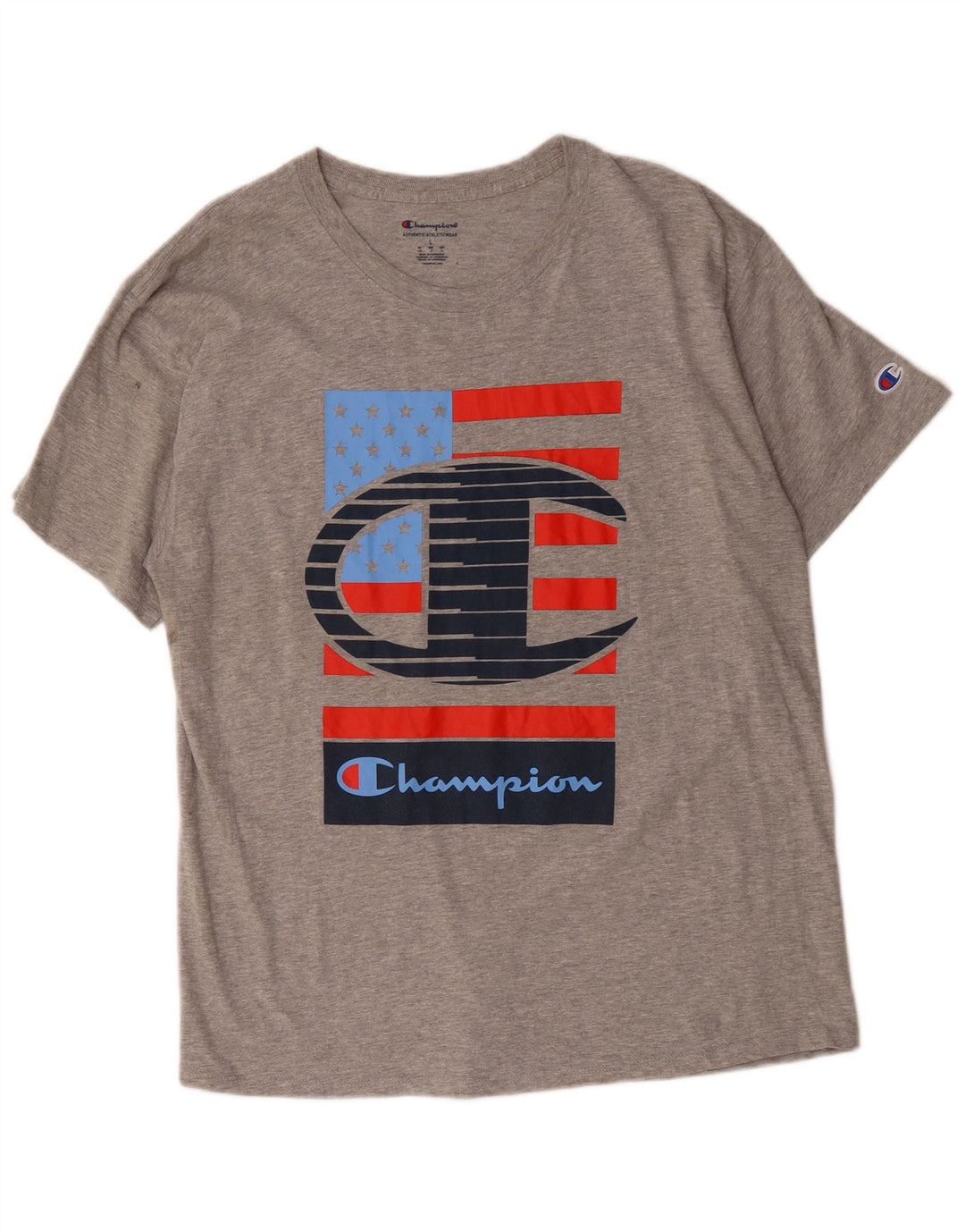 Camiseta masculina estampada Champion grande algodão cinza