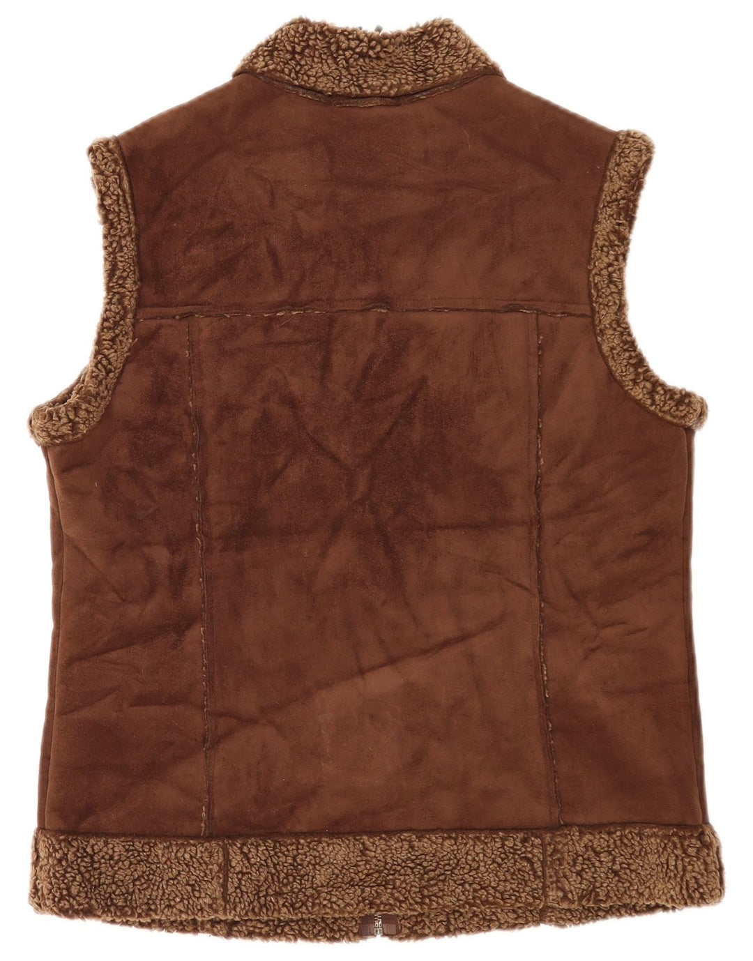 Marks & Spencer Feminino Sherpa Gilet UK 12 Poliéster Marrom Médio