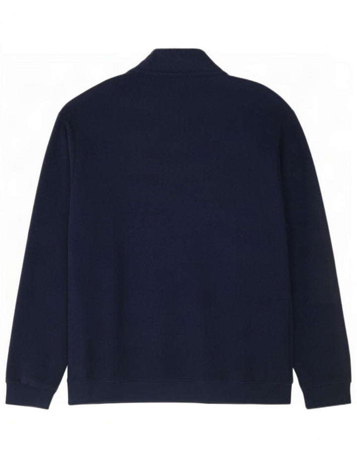 Adidas Mens Zip Neck Fleece Jumper Médio Azul Marinho Poliéster