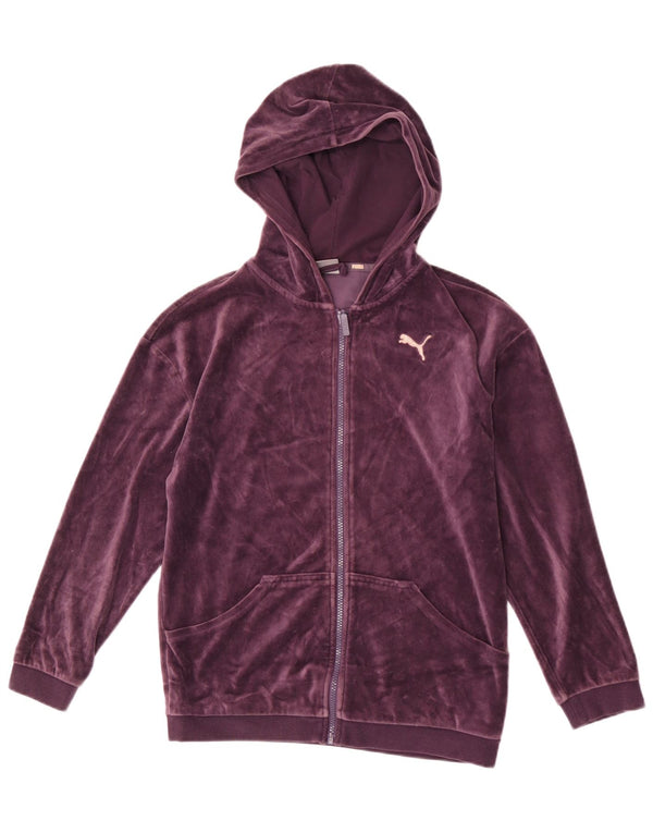 Suéter Puma feminino Velvet Zip com capuz 13-14 anos algodão roxo