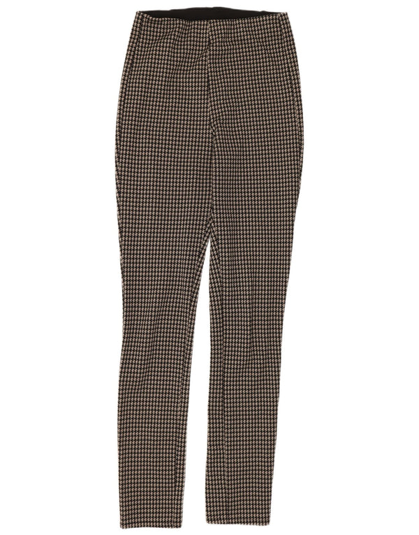 Zara Leggings Mulher UK 14 Médio Preto Houndstooth