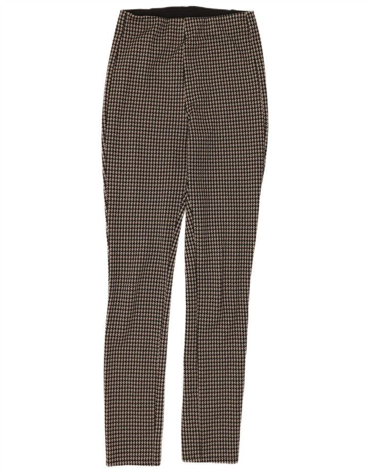 Zara Leggings Mulher UK 14 Médio Preto Houndstooth