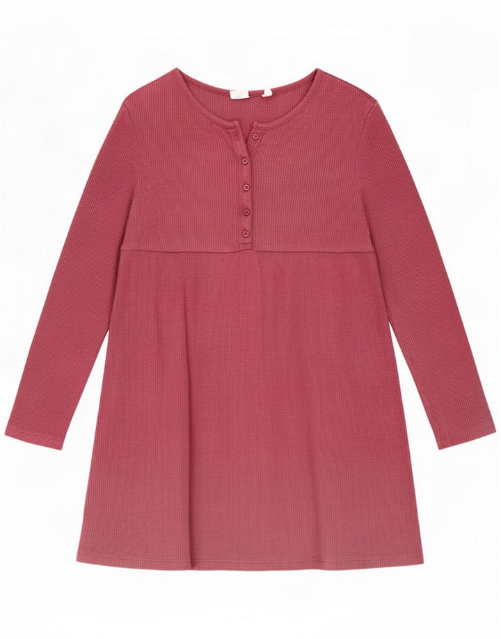Gap Vestido básico de manga comprida para meninas 8-9 anos Algodão rosa médio