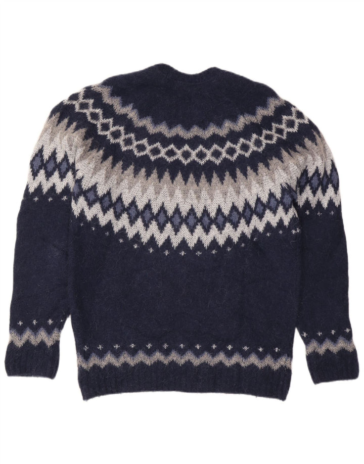 Suéter feminino Massimo Dutti com gola redonda Reino Unido 16 grande azul marinho