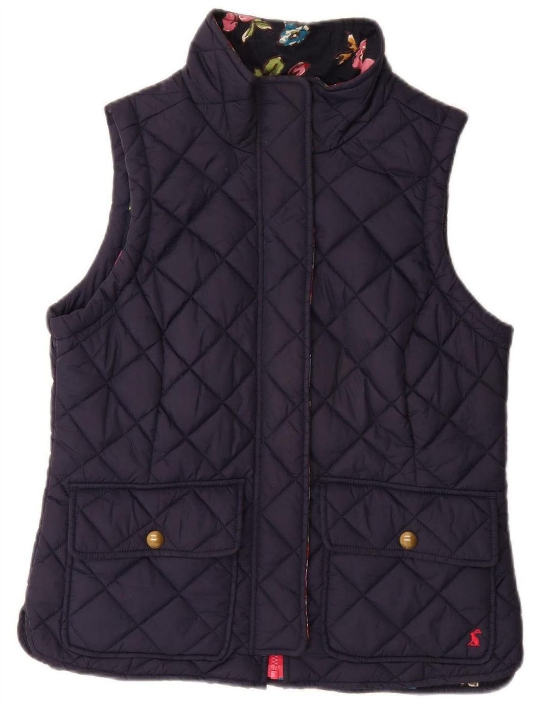 JOULES Womens Quilted Gilet UK 12 Medium Navy Blue Polyamide