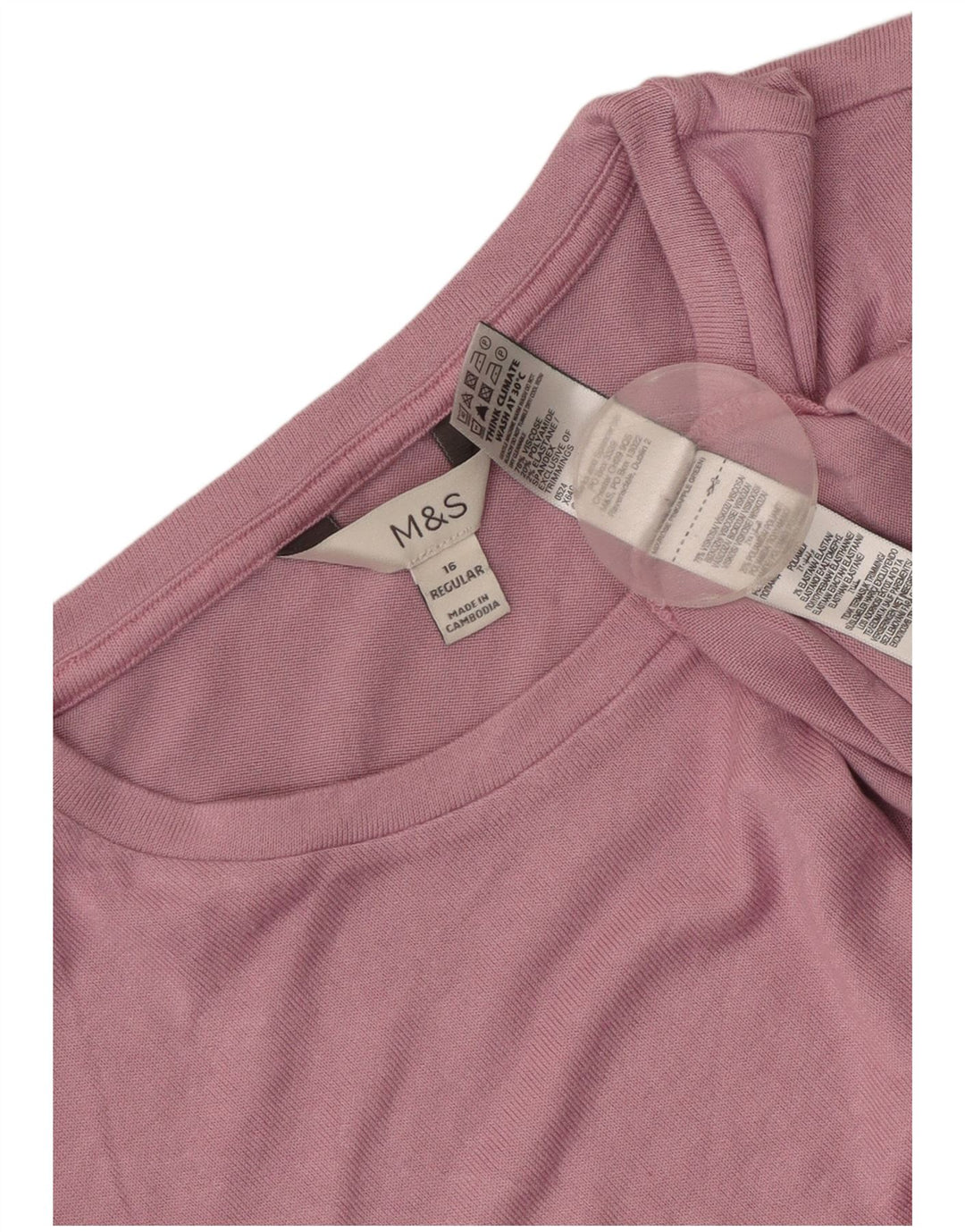 Top feminino Marks & Spencer manga comprida Reino Unido 16 grande viscose rosa