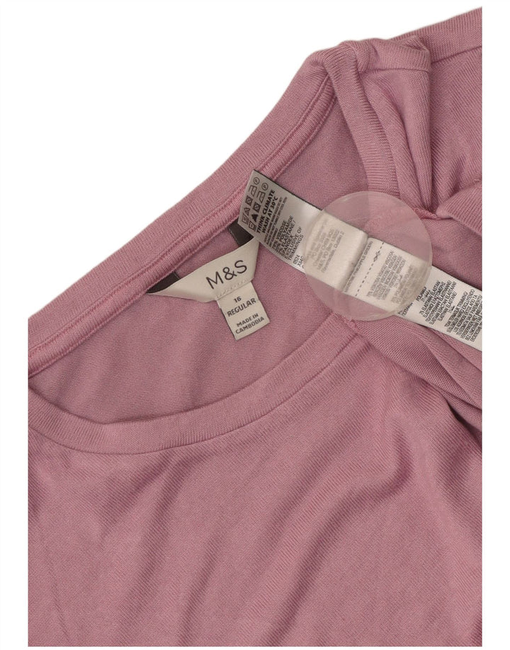 Top feminino Marks & Spencer manga comprida Reino Unido 16 grande viscose rosa