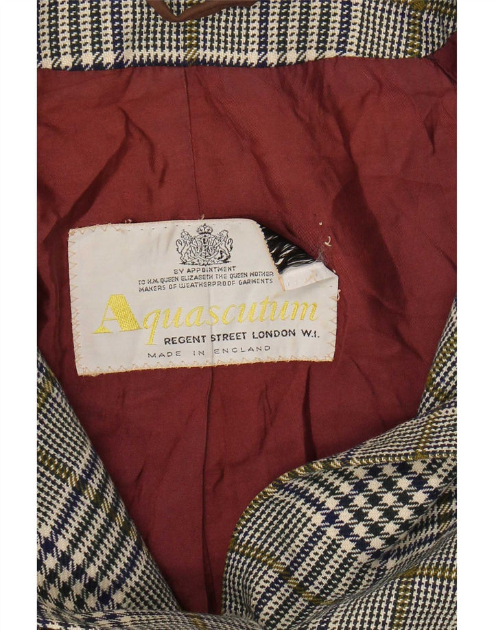 Sobretudo feminino Aquascutum UK 14 cinza médio Houndstooth
