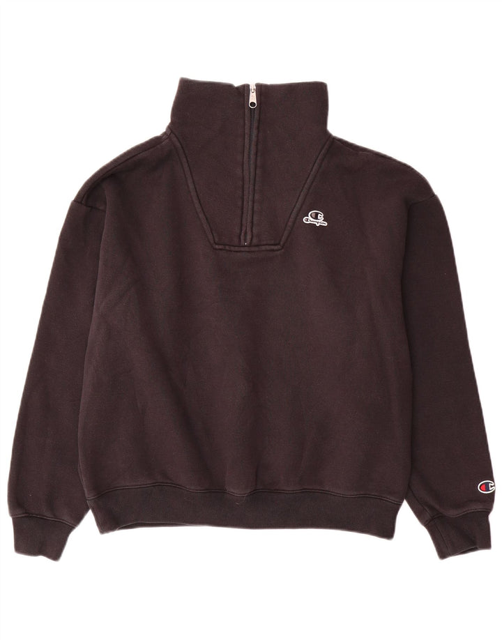 Suéter feminino Champion com gola alta e zíper UK 10 pequeno preto