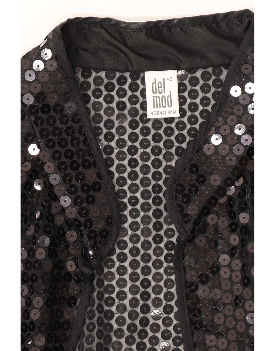 Del Mod Cardigan feminino transparente com lantejoulas EU 42 poliéster preto grande