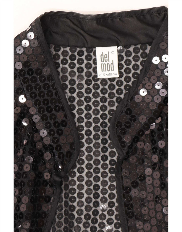 Del Mod Cardigan feminino transparente com lantejoulas EU 42 poliéster preto grande