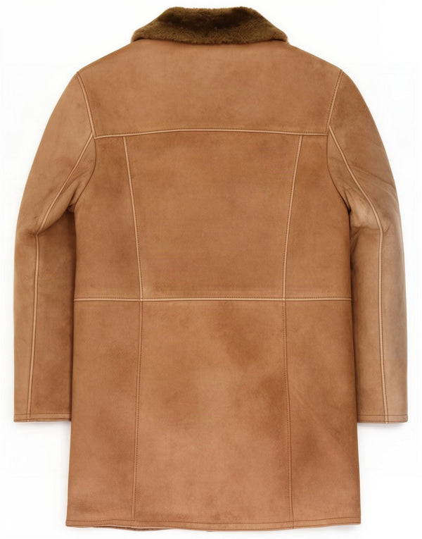 Casaco masculino vintage shearling com peito duplo Reino Unido 40 grande marrom