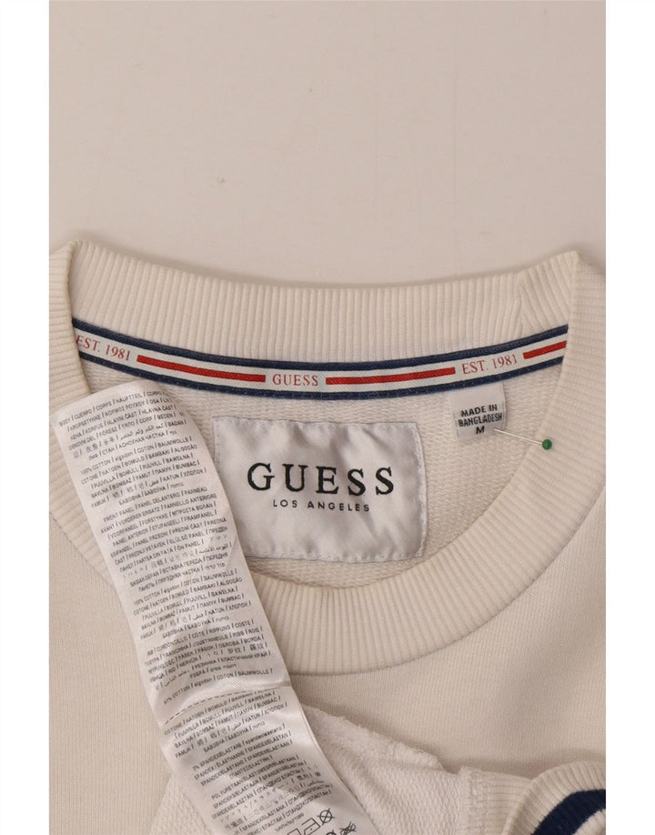 Guess Camiseta masculina gráfica manga comprida médio branco algodão colorblock