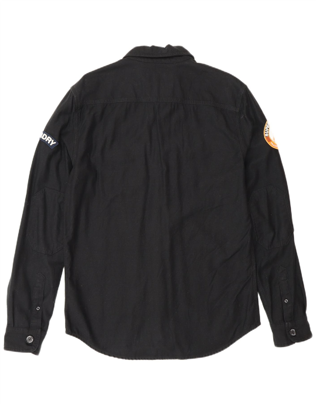 Camisa militar masculina Superdry grande algodão preto