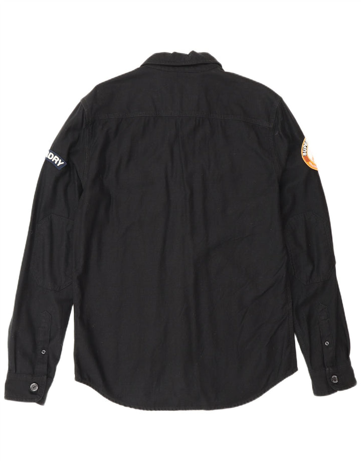 Camisa militar masculina Superdry grande algodão preto