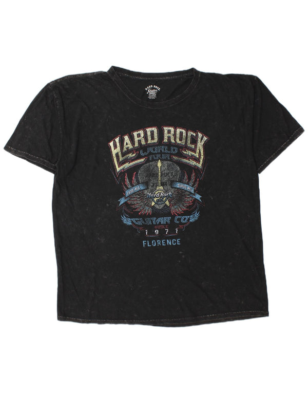 Camiseta masculina Hard Rock Cafe Florence Graphic Top 2XL algodão preto