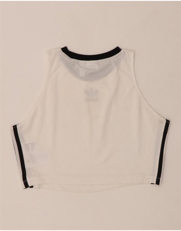 ADIDAS Womens Crop Vest Top UK 16 Grande Poliéster Branco
