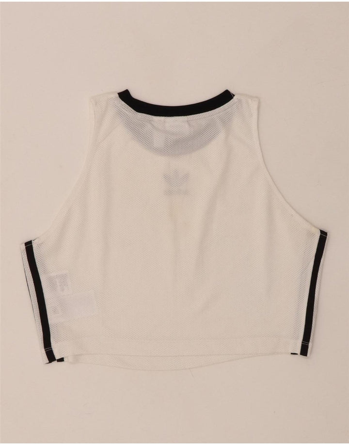 ADIDAS Womens Crop Vest Top UK 16 Grande Poliéster Branco