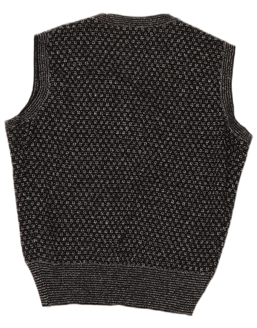 Colete feminino vintage regata UK 14 médio preto geométrico