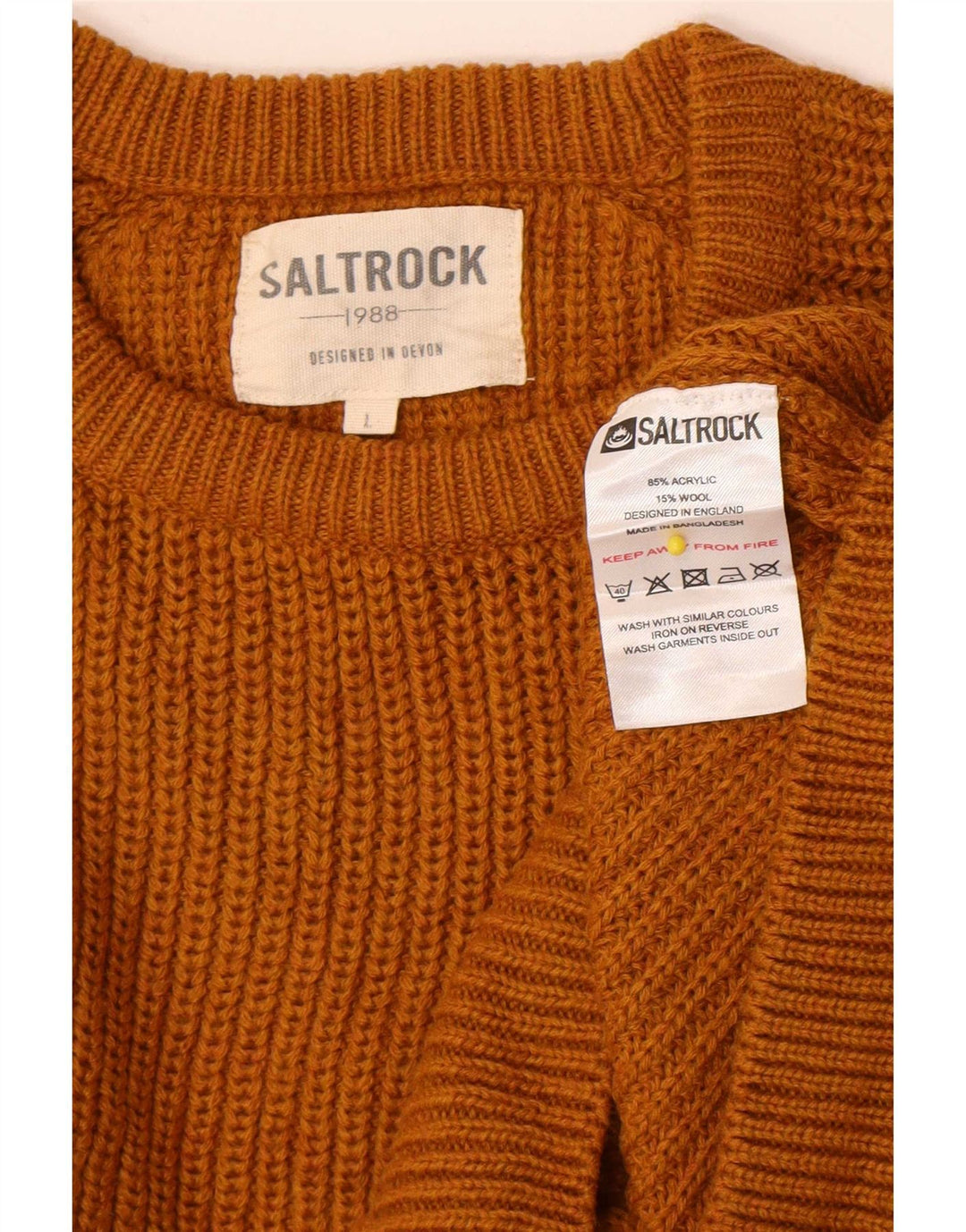 Suéter masculino Saltrock com gola redonda, grande acrílico amarelo