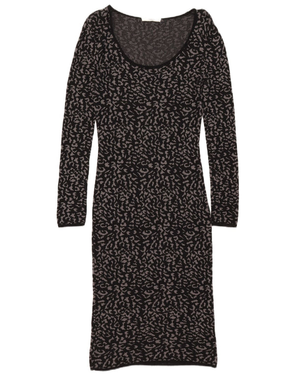 Vestido suéter feminino Oasis de manga comprida UK 12 médio preto com estampa animal