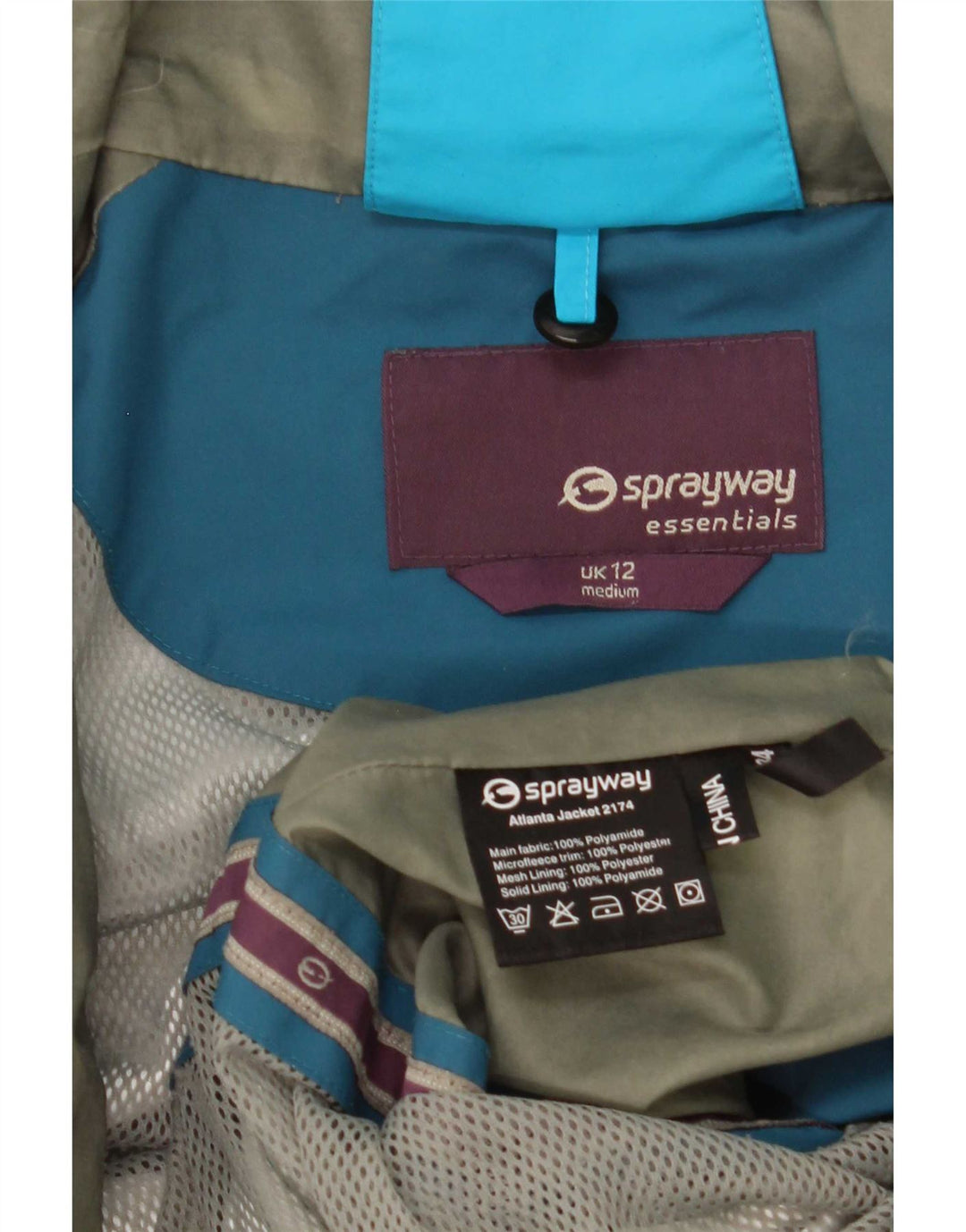 Jaqueta de chuva feminina com capuz Sprayway UK 12 poliamida colorblock azul médio