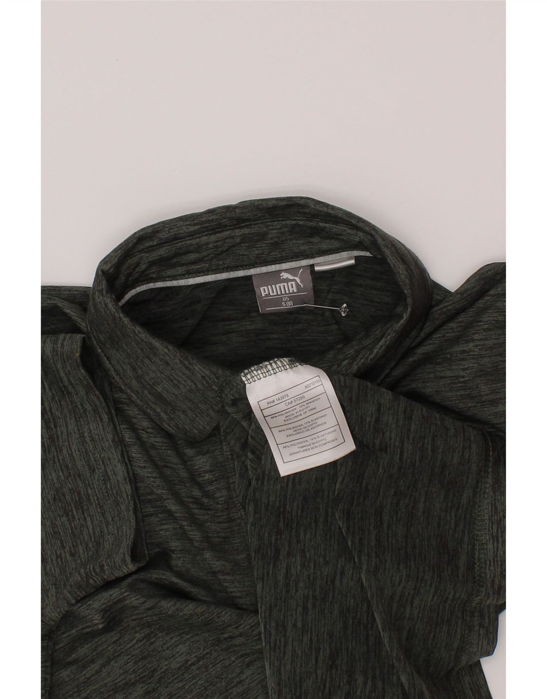 Camisa polo masculina Puma 7-8 anos pequena poliéster manchado verde