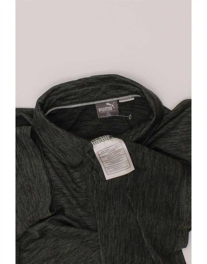 Camisa polo masculina Puma 7-8 anos pequena poliéster manchado verde