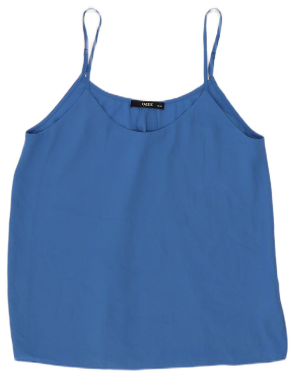 Oasis Womens Crop Cami Top UK 10 Small Blue Polyester